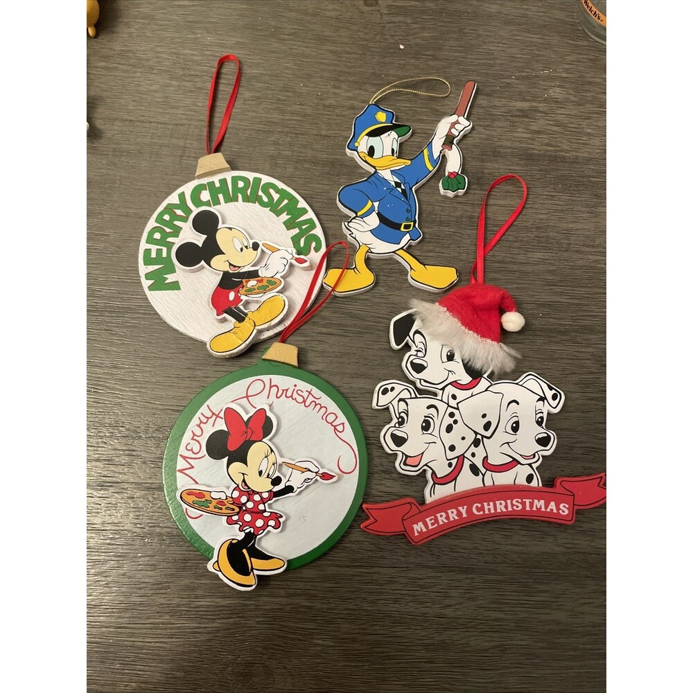 Lot Kurt Adler wood Disney Christmas ornaments Mickey Minnie, Donald Dalmatians